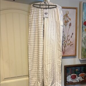Princess Polly White Wide-Leg Chinos with Black Pinstripes